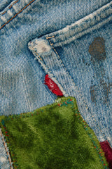1966-1968 Levi's 501 Big E "Transitional" V-Stitch Single-Stitched Jeans with Grunge Patchwork 李維斯 大E 過渡期 油漬搖滾風格拼接牛仔褲