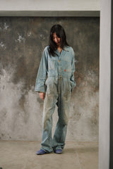 1940’s Vintage “Headlight” Striped Work Coveralls 40年代經典鐵路條紋丹寧連身工裝