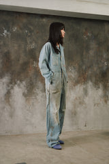 1940’s Vintage “Headlight” Striped Work Coveralls 40年代經典鐵路條紋丹寧連身工裝