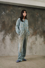 1940’s Vintage “Headlight” Striped Work Coveralls 40年代經典鐵路條紋丹寧連身工裝