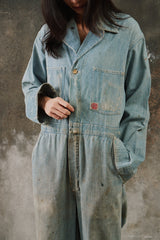 1940’s Vintage “Headlight” Striped Work Coveralls 40年代經典鐵路條紋丹寧連身工裝