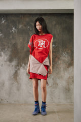Vintage Asymmetric Single-Sleeve Longline Graphic Dress Top 古著單邊無袖長版重組洋裝上衣