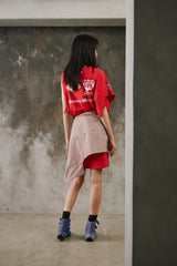 Vintage Asymmetric Single-Sleeve Longline Graphic Dress Top 古著單邊無袖長版重組洋裝上衣