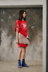 Vintage Asymmetric Single-Sleeve Longline Graphic Dress Top 古著單邊無袖長版重組洋裝上衣