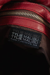 Tylie Malibu Red Fringe Leather Bucket Bag