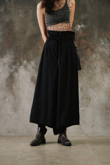Y's Pink Label Wool Wide Leg High Rise Pants 山本耀司支線 羊毛寬幅綁腰寬褲裙
