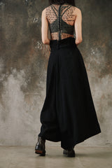 Y's Pink Label Wool Wide Leg High Rise Pants 山本耀司支線 羊毛寬幅綁腰寬褲裙