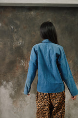 Vintage 1960s-70s Fristads Swedish Blue Cotton Twill Zip Work Jacket 雙口袋工裝拉鍊夾克 瑞典製