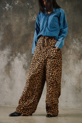 Kapital Cotton Herringbone Leopard Print Easy Baggy Pants 豹紋粗斜紋棉質立體剪裁闊腿褲