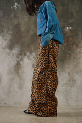 Kapital Cotton Herringbone Leopard Print Easy Baggy Pants 豹紋粗斜紋棉質立體剪裁闊腿褲