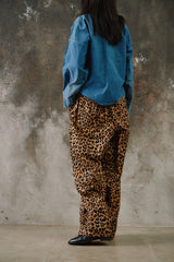 Kapital Cotton Herringbone Leopard Print Easy Baggy Pants 豹紋粗斜紋棉質立體剪裁闊腿褲
