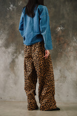 Kapital Cotton Herringbone Leopard Print Easy Baggy Pants 豹紋粗斜紋棉質立體剪裁闊腿褲