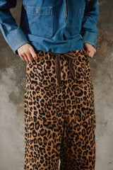 Kapital Cotton Herringbone Leopard Print Easy Baggy Pants 豹紋粗斜紋棉質立體剪裁闊腿褲