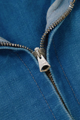 Vintage 1960s-70s Fristads Swedish Blue Cotton Twill Zip Work Jacket 雙口袋工裝拉鍊夾克 瑞典製