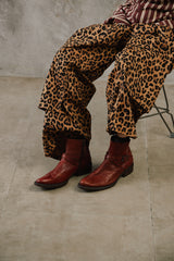 Vintage Tan Leather Side-Zip Buckle Boots 復古棕橘真皮側拉鍊帶扣短靴