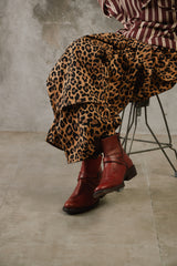 Vintage Tan Leather Side-Zip Buckle Boots 復古棕橘真皮側拉鍊帶扣短靴
