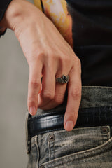 Vintage Eagle Shield Black Onyx-Style Sterling Silver 925 Ring 美式復古老鷹盾牌雕刻純銀戒