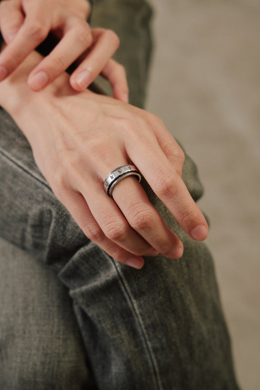 Tibetan Mantra Spinner Sterling Silver 925 Ring 梵文經文祈福療癒轉經輪戒指