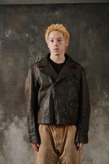 2000s Polo Ralph Lauren Vintage Heavyweight D-Pocket Cowhide Leather 古著重磅牛皮地圖口袋機車夾克 羊毛格紋內襯