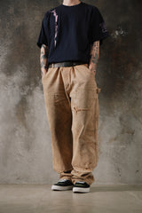 2000s Vintage Carhartt B136 Thrashed Double Knee Pants 卡哈特經典卡其重度破壞做舊黃銅扣工作褲 墨西哥產