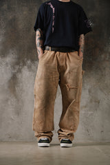 2000s Vintage Carhartt B136 Thrashed Double Knee Pants 卡哈特經典卡其重度破壞做舊黃銅扣工作褲 墨西哥產