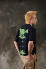 Stussy x NEXUS7- "Multiple Technix" Skull & Crossbones Tee 聯名款 螢光骷髏塗鴉短T