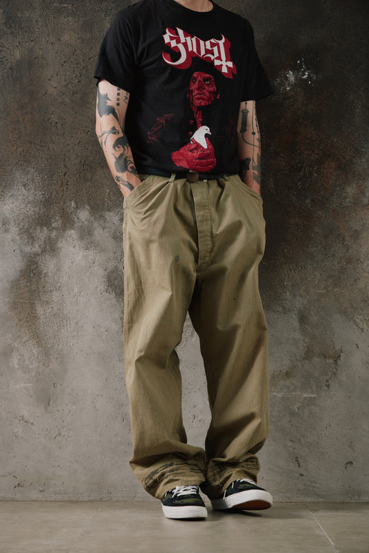 Rebuilt WW2 US Army M-43 HBT One-Piece Suit Remade Pants 美軍 M-43 魚骨紋連身服改裝軍褲