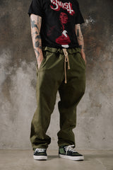 2003s Y's Yohji Yamamoto Military Drawstring Trousers YJ-P29-045 山本耀司 軍綠粗麻抽繩野戰長褲