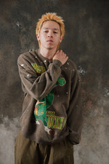 Modesty Industry Reworked Vintage 90s Looney Tunes Tasmanian Devil Splatter Sweatshirt 美國製 華納兄弟卡通酸洗潑墨做舊古著衛衣