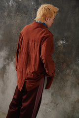 Encore Genuine Suede Leather Button-Up Shirt Jacket 日本工藝品牌 棕色真皮麂皮排鈕襯衫式外套