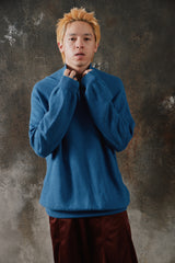 Polo Ralph Lauren Cotton Pique Quarter-Zip Sweater Blue 棉質半拉鍊立領針織衫