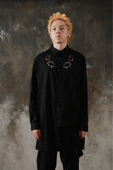 Ground Y Yohji Yamamoto Asymmetric Cutwork Embroidery Light Twill Shirt 山本耀司 不對稱鏤空花卉刺繡輕量斜紋布長版襯衫