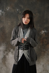 NEIGHBORHOOD All-Over Cross Print V-Neck Knit Cardigan 灰黑交織十字圖騰 V領排扣針織衫