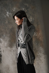 NEIGHBORHOOD All-Over Cross Print V-Neck Knit Cardigan 灰黑交織十字圖騰 V領排扣針織衫