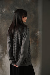 NEIGHBORHOOD All-Over Cross Print V-Neck Knit Cardigan 灰黑交織十字圖騰 V領排扣針織衫