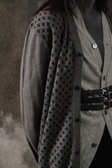 NEIGHBORHOOD All-Over Cross Print V-Neck Knit Cardigan 灰黑交織十字圖騰 V領排扣針織衫