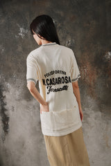 Vintage Style Off-White Graphic Half-Zip Cycling Jersey Top