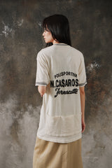 Vintage Style Off-White Graphic Half-Zip Cycling Jersey Top