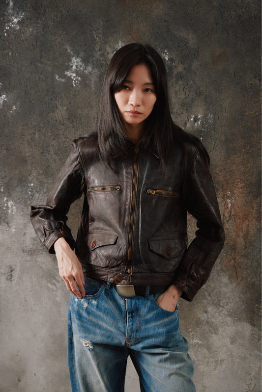 Rare 1940's Classic Vintage French Cyclist Hartmann Jacket 稀有法國騎行者皮衣外套 哈特曼夾克
