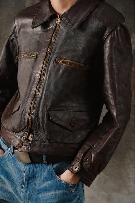 Rare 1940's Classic Vintage French Cyclist Hartmann Jacket 稀有法國騎行者皮衣外套 哈特曼夾克