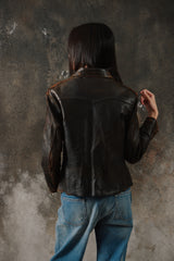 Rare 1940s French Vintage Asymmetrical Leather Jacket w/ DUN Ball-Chain Zippers 法國製斜襟水滴拉鍊古著拉鍊皮衣夾克