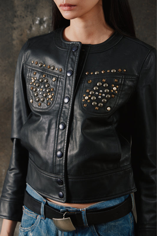 Coach 1941 Studded Leather Trucker Jacket 鉚釘胸口袋皮革夾克
