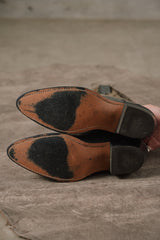 Texas Brand Vintage Two-Tone Leather Cowboy Boots 雙色皮革拼接麂皮火焰金屬鞋尖片西部牛仔男靴 美製
