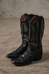 Dan Post Women's Cleo Python Leather Western Boots 復古黑色蟒蛇皮西部牛仔長靴 墨西哥製