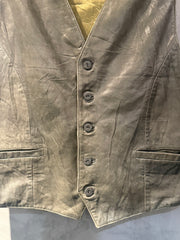 Faded Sage Green Leather Vest舊化灰綠色皮革背心