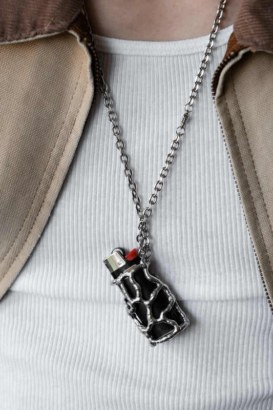 Handcrafted Liquid Metal Lighter Case Necklace手工製作液態金屬打火機套項鍊