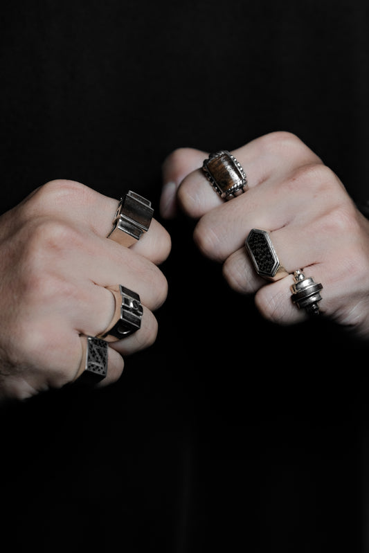 Geometric Wood Panel 925 Sterling Ring 幾何木面925純銀戒