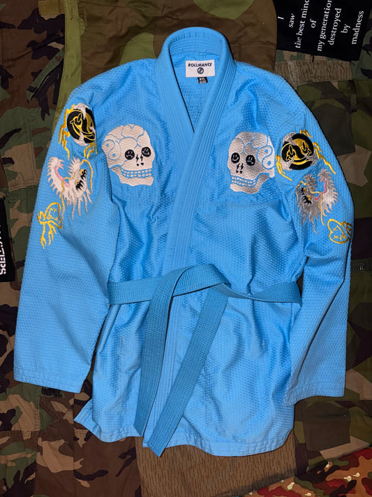 Rollmance Vol. 3: "Spider Web, Snake & Skull" (蛇髑髏) BJJ Kimono Sky Blue