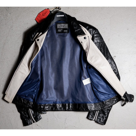 Neighborhood 08F/W Goat Leather Blitz Jacket瀧澤伸介早期羊皮雙色騎士皮衣夾克日本製